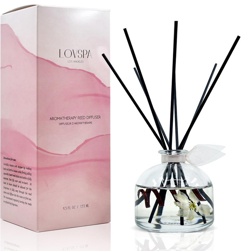 LOVSPA Reed Diffuser Set, Soothe Tahitian Vanilla Bean Scented Oil Diffuser with Sticks, Home Fragrance Accessories for Bathroom Shelf Decor, Aroma Diffusers for Home or Office Fall Decor, USA Made - Image 1